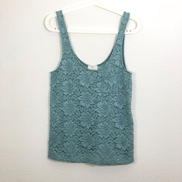 Pins and Needles Green Floral Lace tank top - Picture 1 of 8